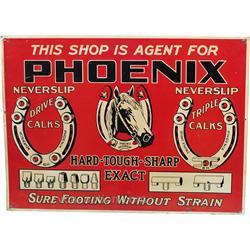 Phoenix Horseshoe Shop Advertisement Embossed Tin Sign