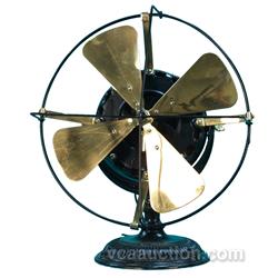 Cast-Iron Base 4-Brass Blade Countertop Fan