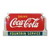 Image 1 : Drink Coca Cola Fountain Service Die-Cut Porcelain Sign