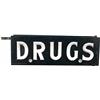 Image 1 : Large Old Metal Outdoor Light-Up Double Sided "DRUGS" T