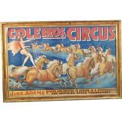 Cole Bros. Circus Sign c1930's,