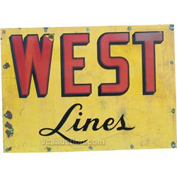 "West Lines" Porcelain Train Sign c1930's