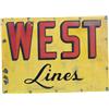 Image 1 : "West Lines" Porcelain Train Sign c1930's