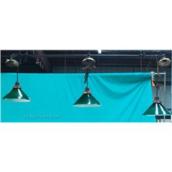 c1910 3-Light Brass Pole Pool Table Ceiling Light