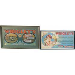 Lot Of 2 Wrigley Gum "Trolley" Paper Signs In Frames: