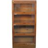 Image 1 : Oak & Glass 4 Piece Bookcase - 34" x 11" x 69" tall