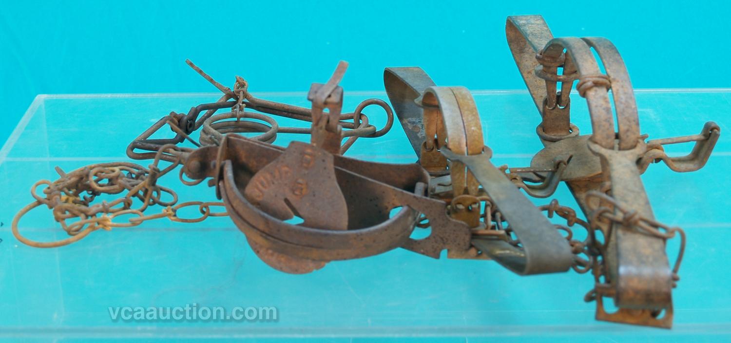 Lot Of 4 Antique Metal Animal Traps