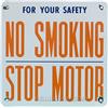 Image 1 : "No Smoking - Stop Motor" Embossed Porcelain Sign -