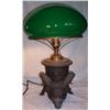 Image 2 : 1880c Bronze Ram Oil Lamp with green shade