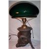 Image 3 : 1880c Bronze Ram Oil Lamp with green shade