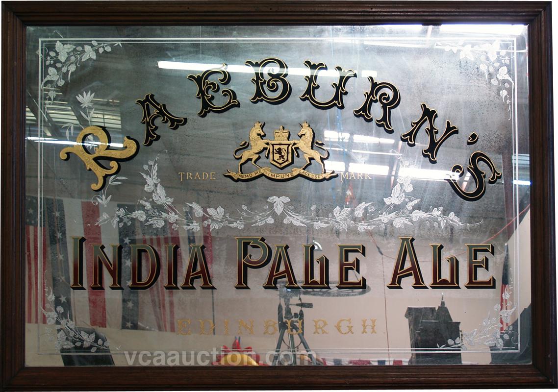 Large Reverse Glass Pub Mirror "Raeburn's Pale Ale"