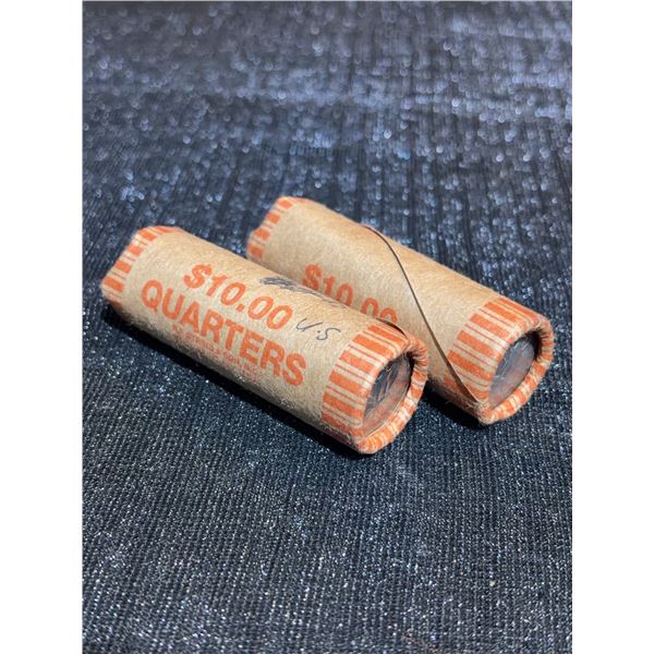 Two Rolls of Pre-1945 USA 90% Silver Quarters, $17.40 Face Value Each