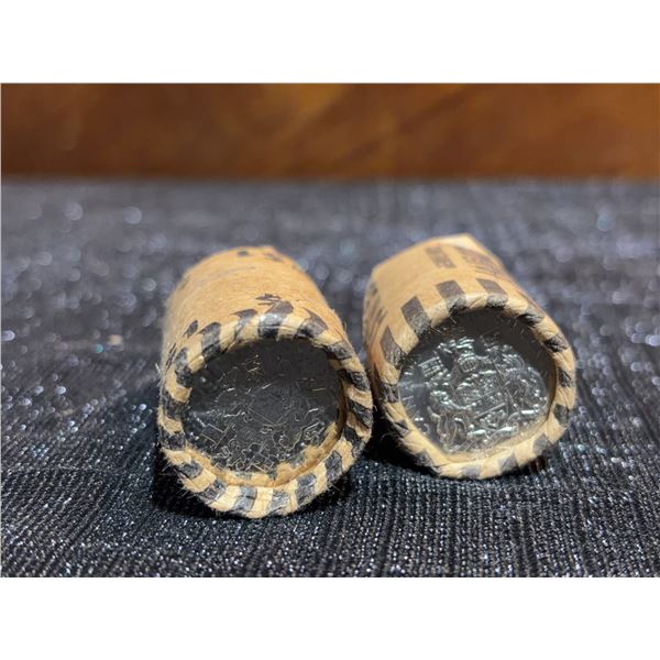 Two Rolls 1959–1989 Canadian 50-cent coins featuring Royal Coat of Arms, dated 1980