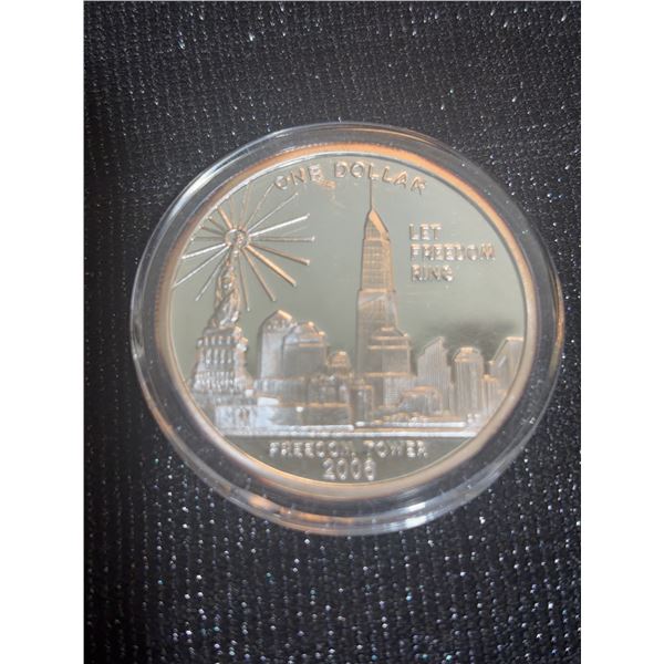 2008 Cook Islands One Dollar Coin Twin Towers Let Freedom Ring