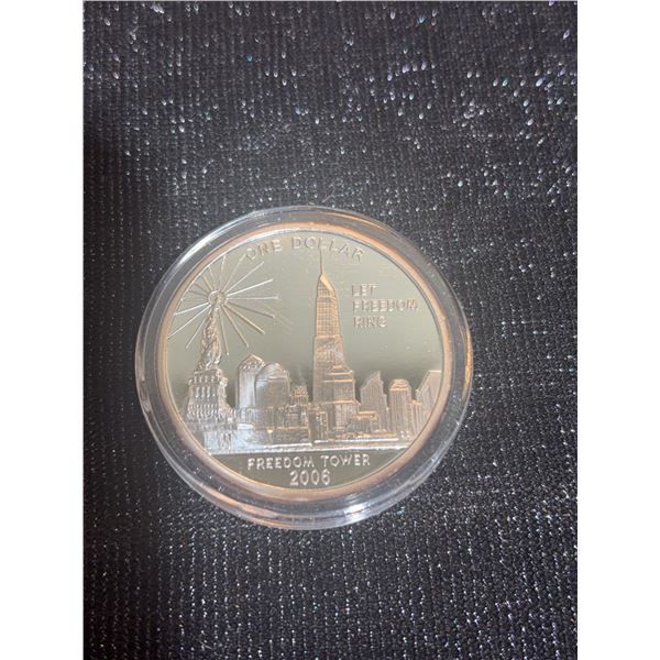 2006 Cook Islands Freedom Tower Silver Dollar, 99.9% Pure, World Trade Center Commem.