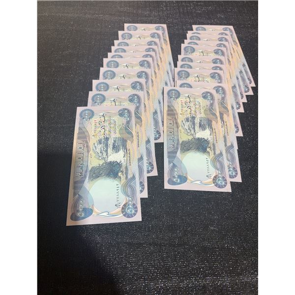 24 Uncirculated 5000 Iraqi Dinar Banknotes With Certificate of Authenticity