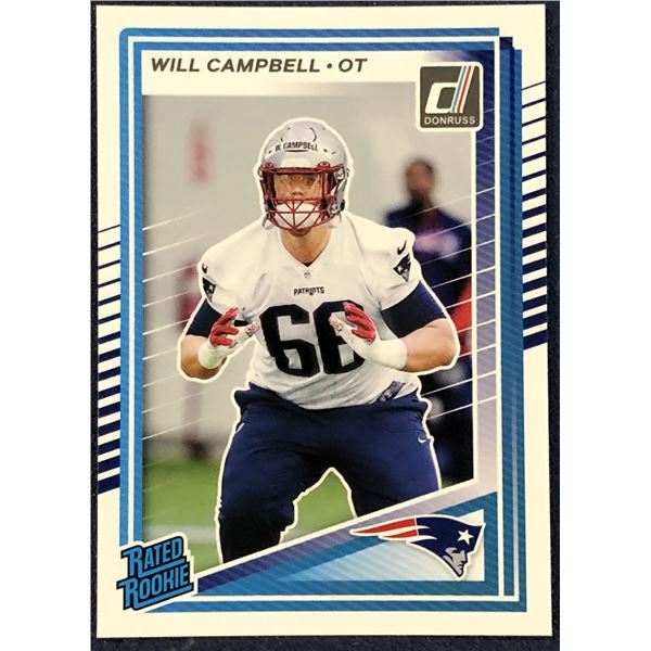 2025 DONRUSS NFL WILL CAMPBELL ROOKIE CARD