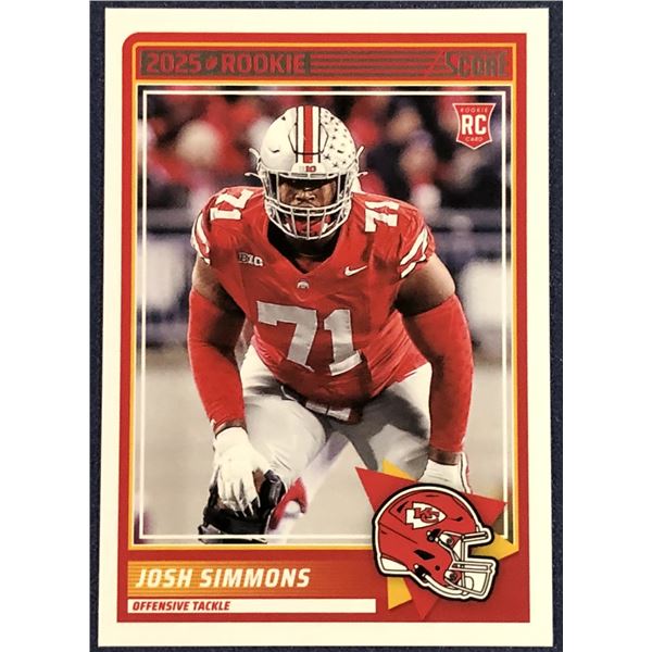 2025 SCORE NFL JOSH SIMMONS ROOKIE CARD