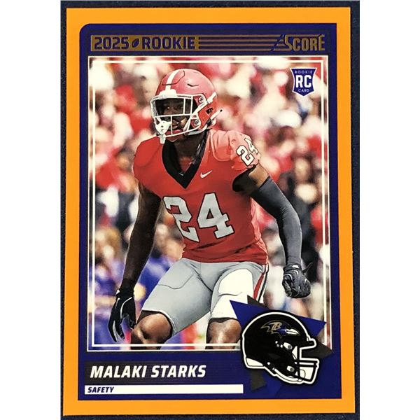 2025 SCORE NFL ORANGE VARIATION MALAKI STARKS ROOKIE CARD