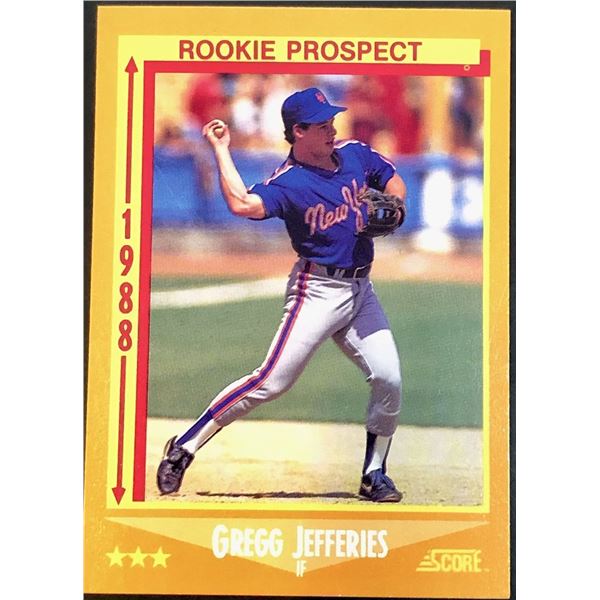 1988 SCORE GREGG JEFFERIES ROOKIE CARD