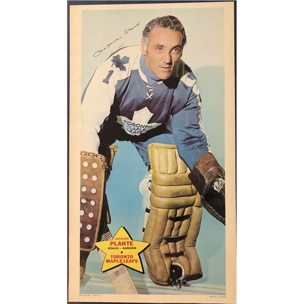 1971-72 O-PEE-CHEE NHL HOCKEY TEST POSTERS - JACQUES PLANTE (HOF)
