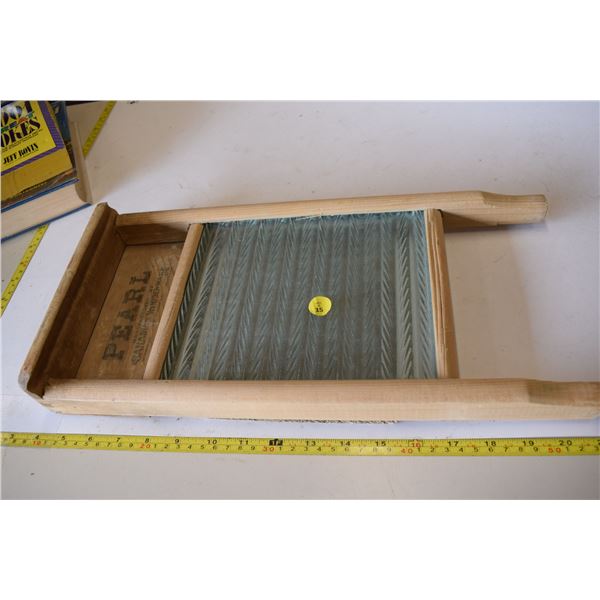 Small “Pearl” Wood & Glass Washboard