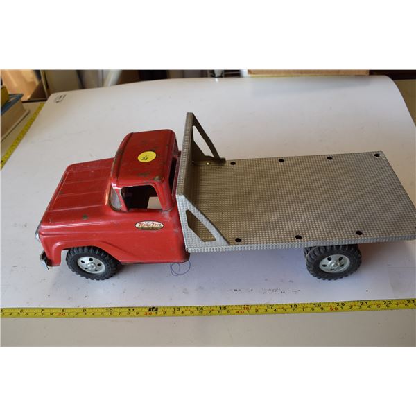 Vintage 1958 Tonka Flatbed Lumber Truck Pressed Steel Red & Diamond Plate