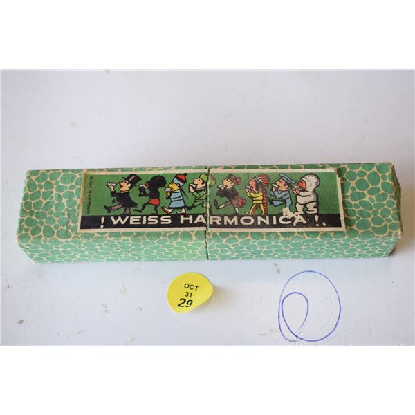 Antique Ch. Weiss Harmonica Made in Germany w/ Original Ethnic Caricatures Box