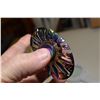 Image 2 : Iridescent “Oil Slick” Egyptian Hieroglyphic Design Fidget Spinner w/ Case