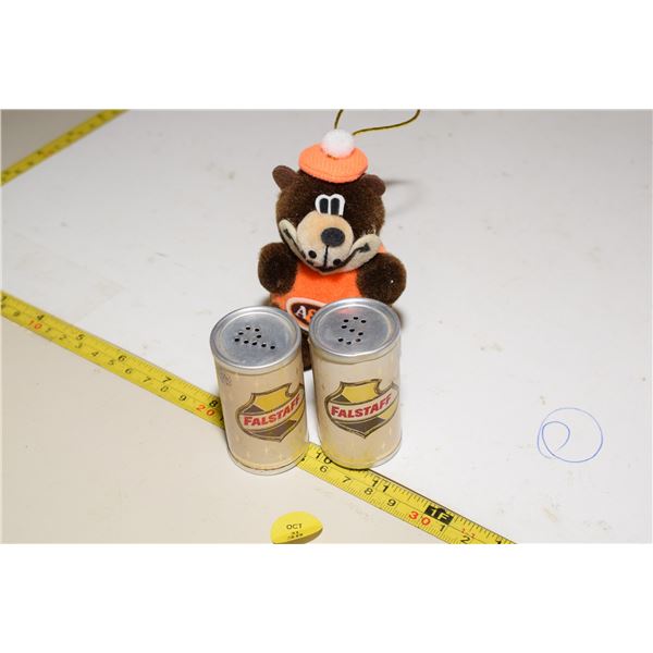 Falstaff Beer Salt & Pepper Shakers, A&W Root Bear Ornament