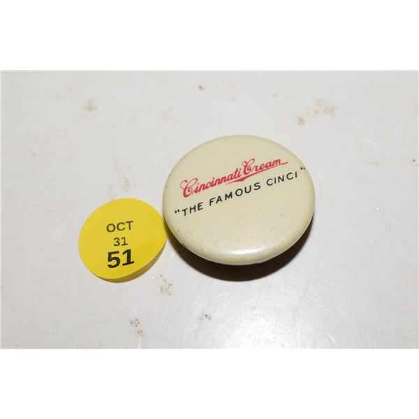 Cincinnati Cream Beer Pinback