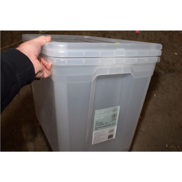 (2) 72L Plastic Storage Tubs