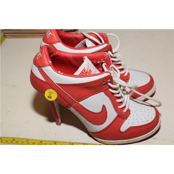 Vintage Custom Nike Dunk Stiletto Red & White High Heels – Size 6.5