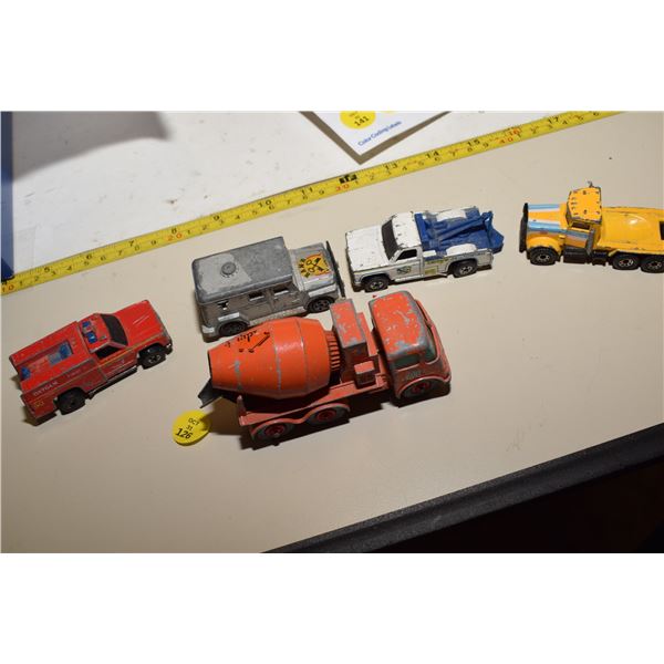 Vintage Toy Truck Lot - Lesney England Concrete Truck, Majorette France Bank Security Van, etc.