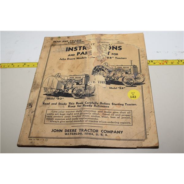 John Deere “BO” & “BR” Tractor Manual