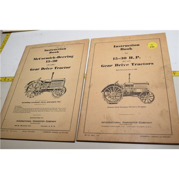 (2) IHC Tractor Instruction Books - McCormick-Deering 15-30