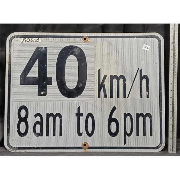 Metal 40Km Speed Limit Sign