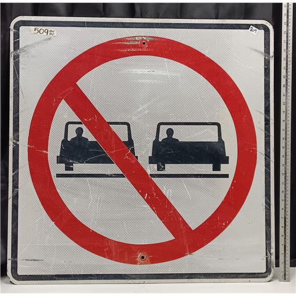 Large Metal No Passing Road Sign