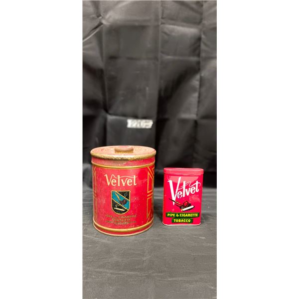 (2) Velvet Tobacco Tins