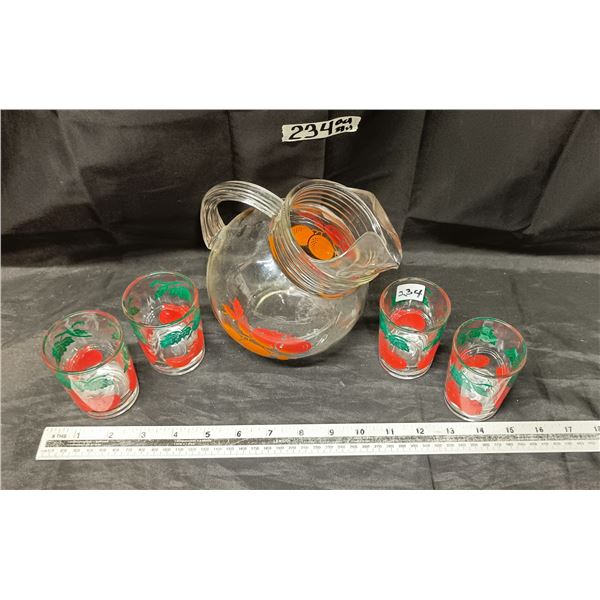 1950’s 5-pc Juice/Water Pitcher w/ Glasses Set