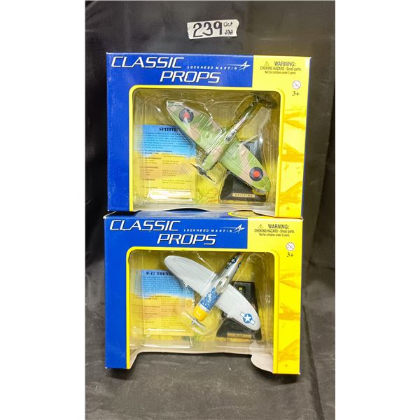 (2) Diecast 1:100 Classic Props Model Airplanes in Original Box