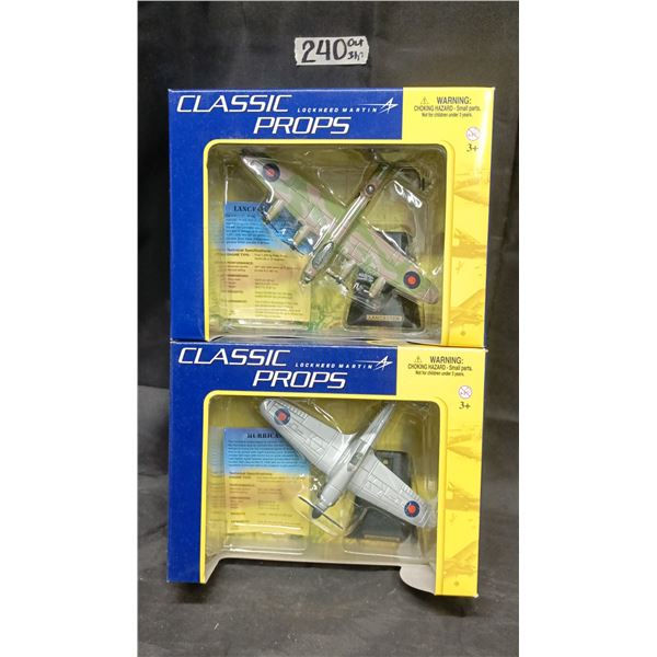 (2) Diecast 1:100 Classic Props Model Airplanes in Original Box