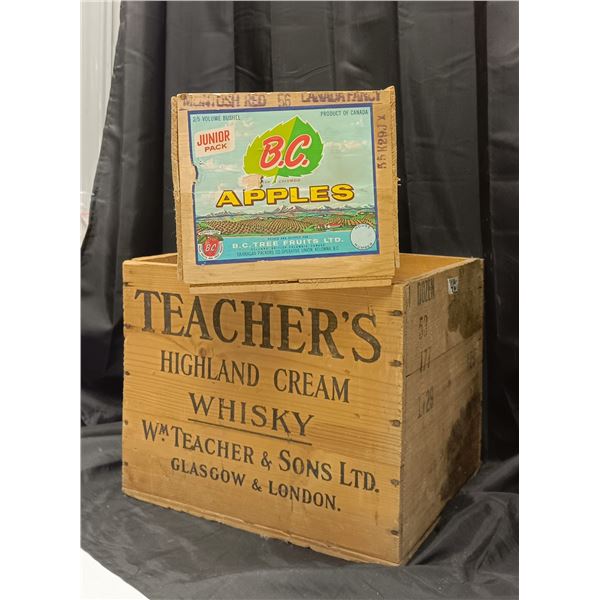 (2) Old Wood Crates – BC Apples & Teacher’s Whiskey