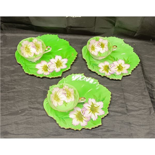 (3) Hand Painted Occupied Japan Luncheon Sets
