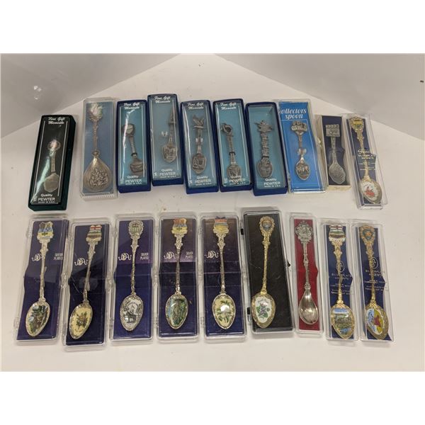 Collector Spoon Lot - (10) Pewter & (9) Silver Plate