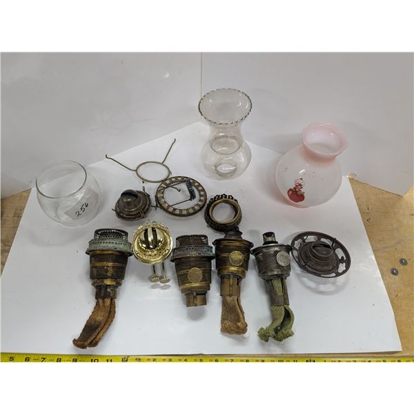 Aladdin Lamp Burners & Lamp Chimney Lot