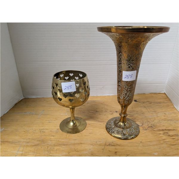 Brass Vase & Goblet Candle Holder