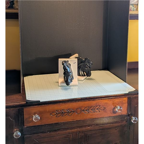 Pair of horse-head, stallion-bust  bookends on L-shaped bases.
