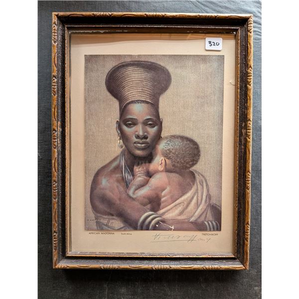Rare signed 1950s Tretchikoff print 'African Madonna'. Looks to be in original frame. Some wear.