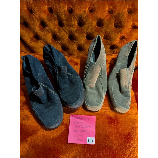 Women’s boot/shoe size 7. Grey and navy suede.